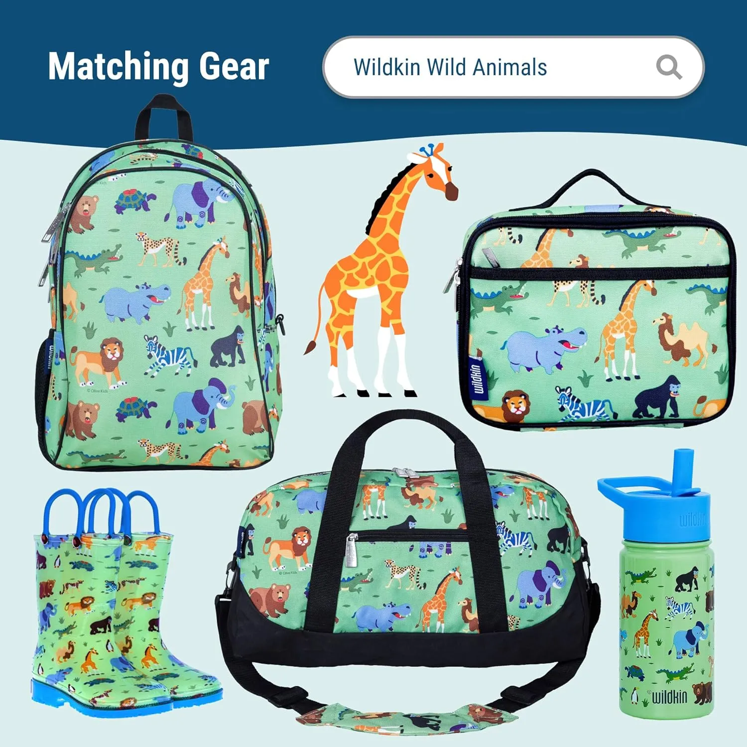 Wildkin Kids Microfiber Nap Mat – Soft Sleep Mat with Pillow, Ideal for School & Travel - Wild Animals