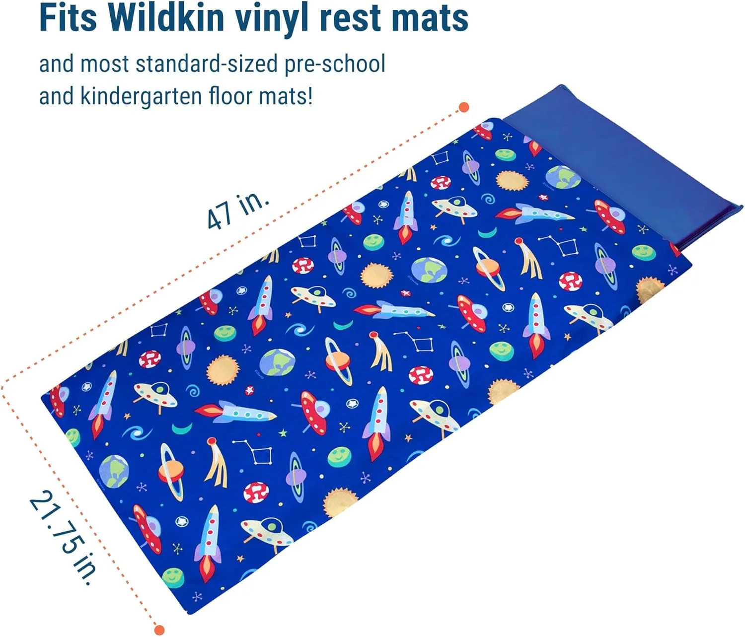 Wildkin Kids Nap Mat Cover – Soft, Sewn-in Flap, Durable & Fits 1.5" Vinyl Sleep Mats - Out of This World