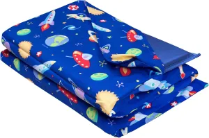 Wildkin Kids Nap Mat Cover – Soft, Sewn-in Flap, Durable & Fits 1.5" Vinyl Sleep Mats - Out of This World