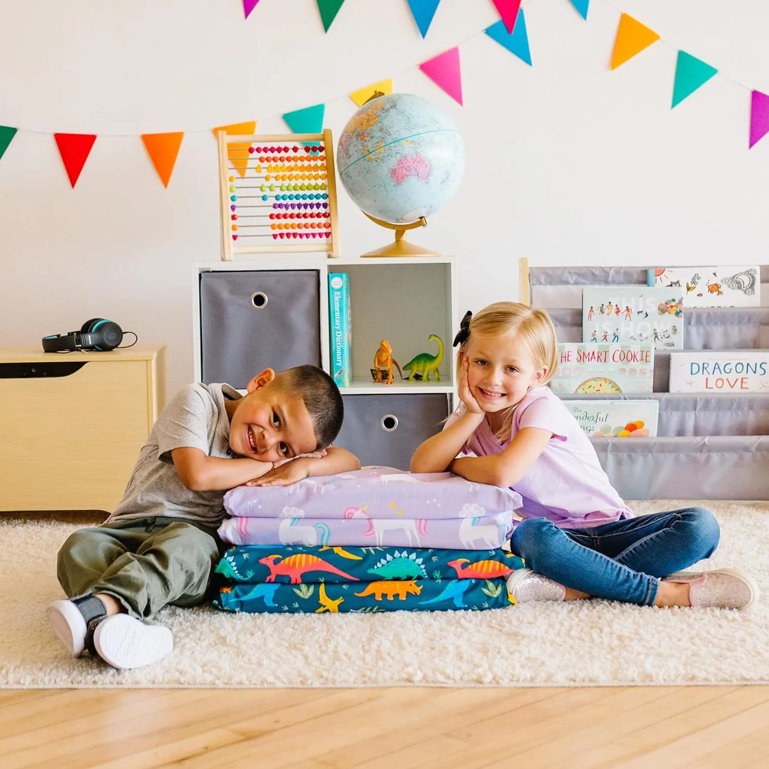 Wildkin Kids Nap Mat Cover – Soft, Sewn-in Flap, Durable & Fits 1.5" Vinyl Sleep Mats - Out of This World