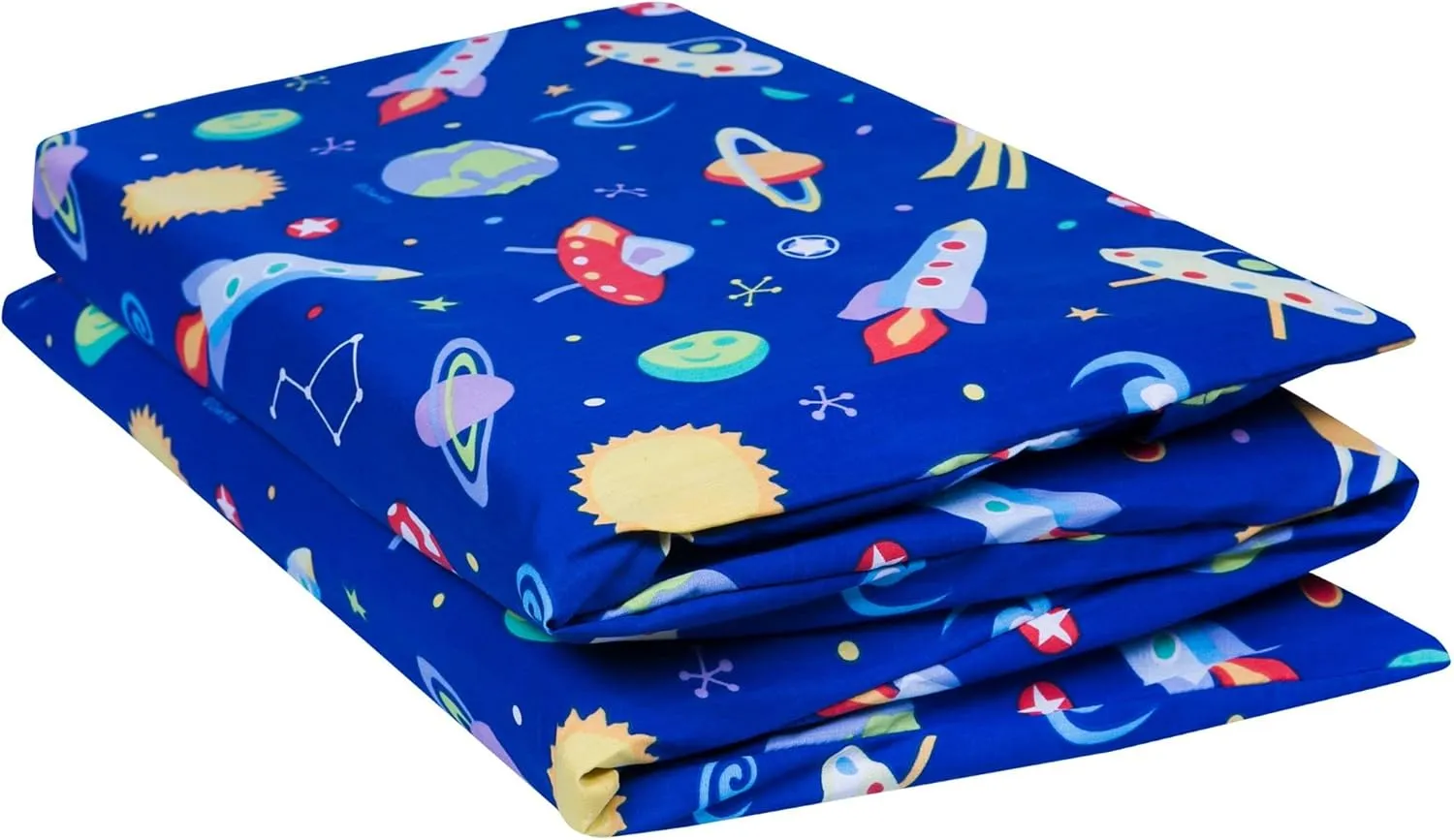 Wildkin Kids Nap Mat Cover – Soft, Sewn-in Flap, Durable & Fits 1.5" Vinyl Sleep Mats - Out of This World