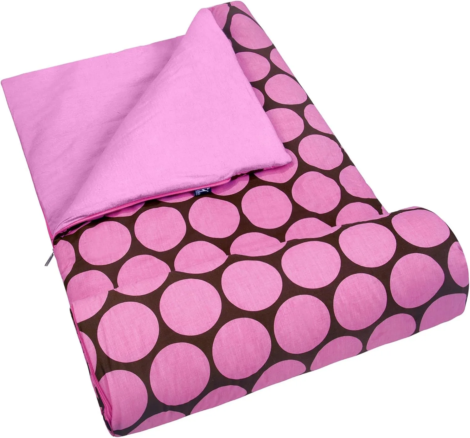 Wildkin Kids Sleeping Bags for Boys & Girls, Measures 57 x 30 x 1.5 Inches, Cotton Blend Materials Sleeping Bag for Kids, Ideal for Parties, Camping & Overnight Travel (Big Dot Pink)
