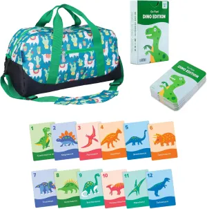 Wildkin Overnighter Duffel Bag and Go Fish! Card Game Bundle: Dive into Fun - Playful Adventures Packed and Ready to Go (Llamas and Cactus Green)