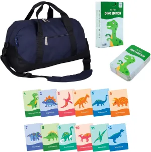 Wildkin Overnighter Duffel Bag and Go Fish! Card Game Bundle: Dive into Fun - Playful Adventures Packed and Ready to Go (Whale Blue)