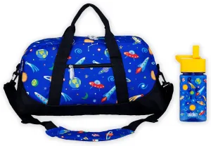 Wildkin Overnighter Duffel Bag Bundle with 16 Ounce Reusable Water Bottle (Out of this World)