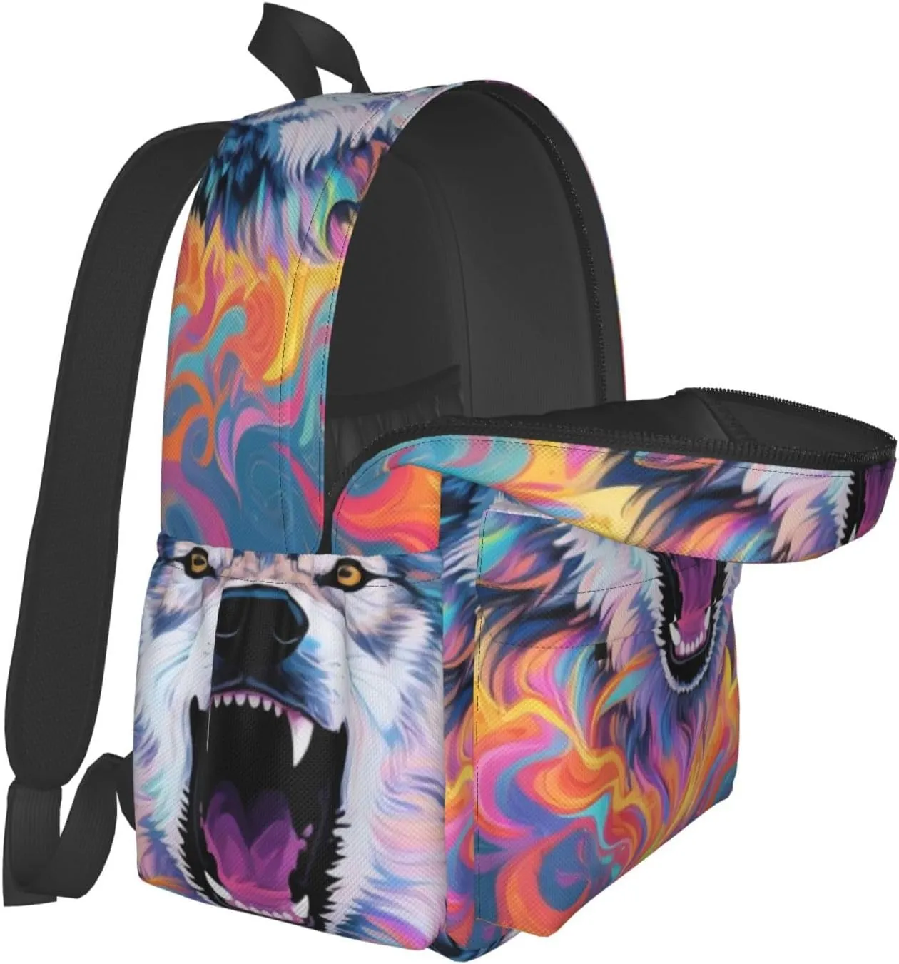 Wolf Roar Fire Adult Backpacks 15 Inch Laptop Backpack Travel Bag for Men Women Gifts