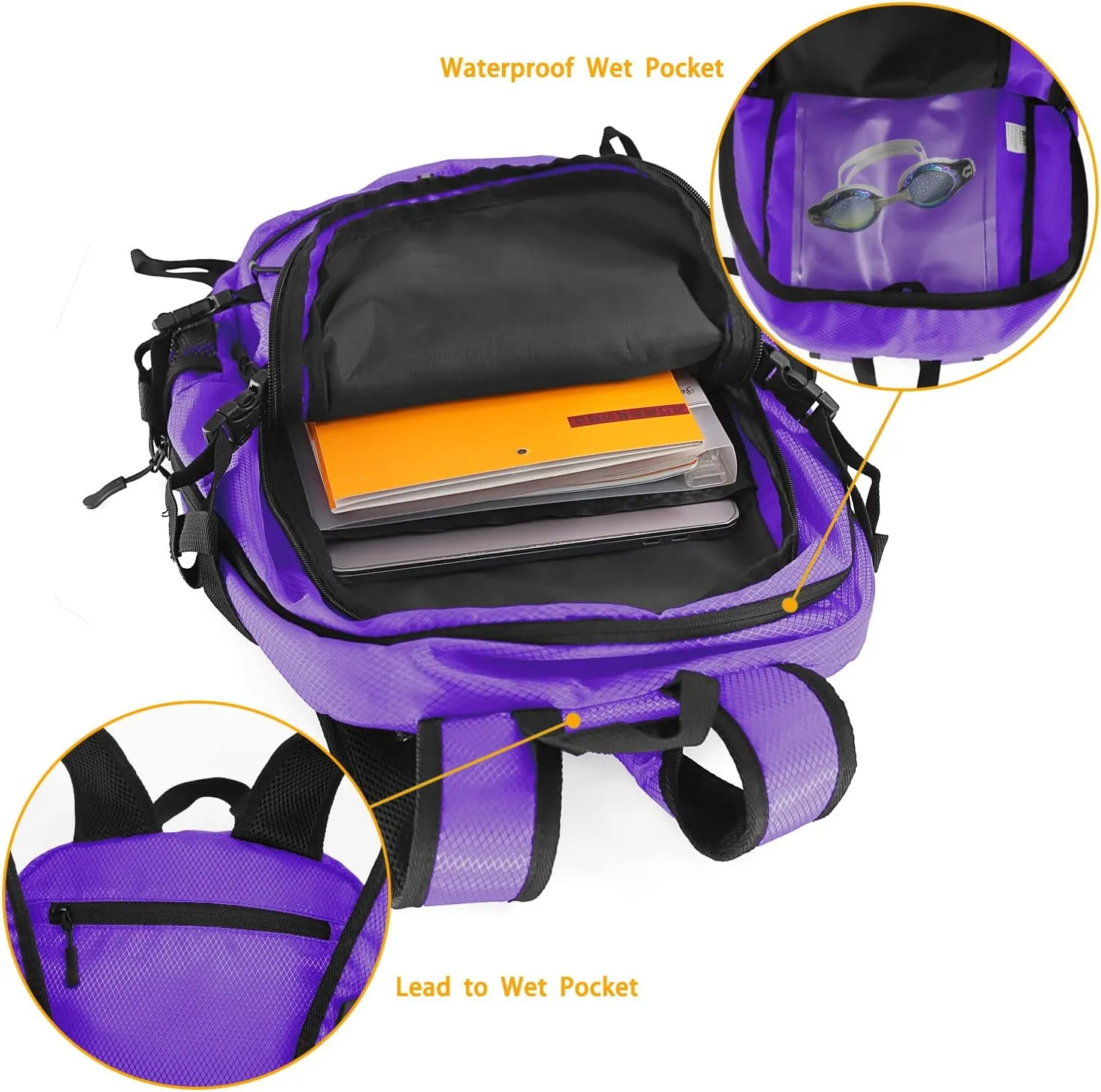 WOLT 40L Packable Travel Backpack, Foldable Lightweight Backpack for Men Women,Waterproof Hiking Bag for Outdoor Camping (Purple)