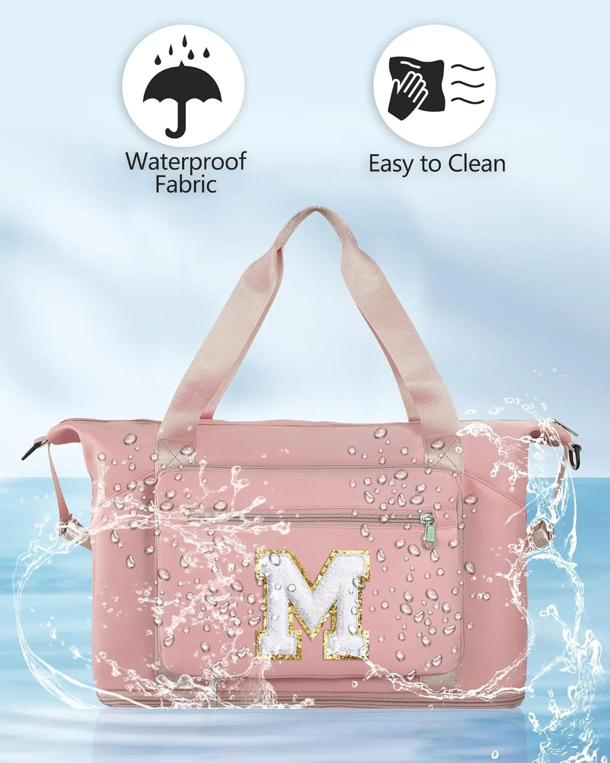 Women & Teenage Girl Gifts, Weekender Bags for Women Travel, Initial Large Overnight Weekend Duffel Bags for Traveling with Shoe Compartment,GYM Duffle Bag for Kids Preteen Tween-Pink M
