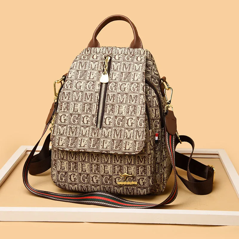 Women's Korean Soft Leather Fashion Slanted Backpacks