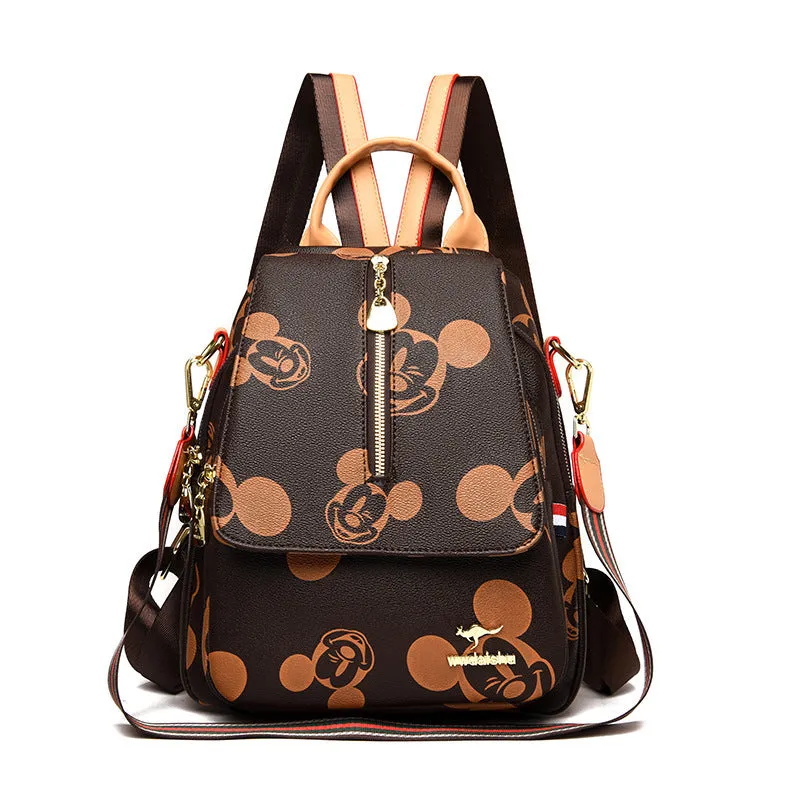 Women's Korean Soft Leather Fashion Slanted Backpacks