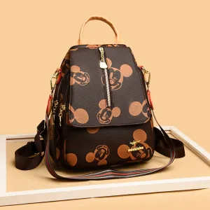 Women's Korean Soft Leather Fashion Slanted Backpacks