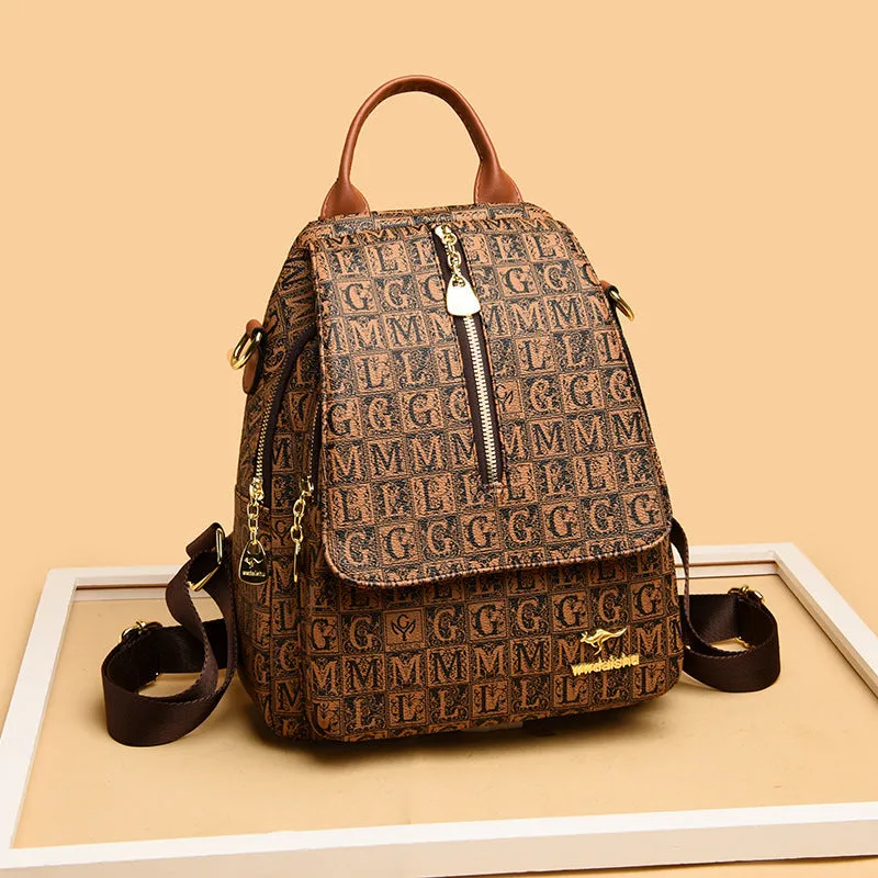 Women's Korean Soft Leather Fashion Slanted Backpacks