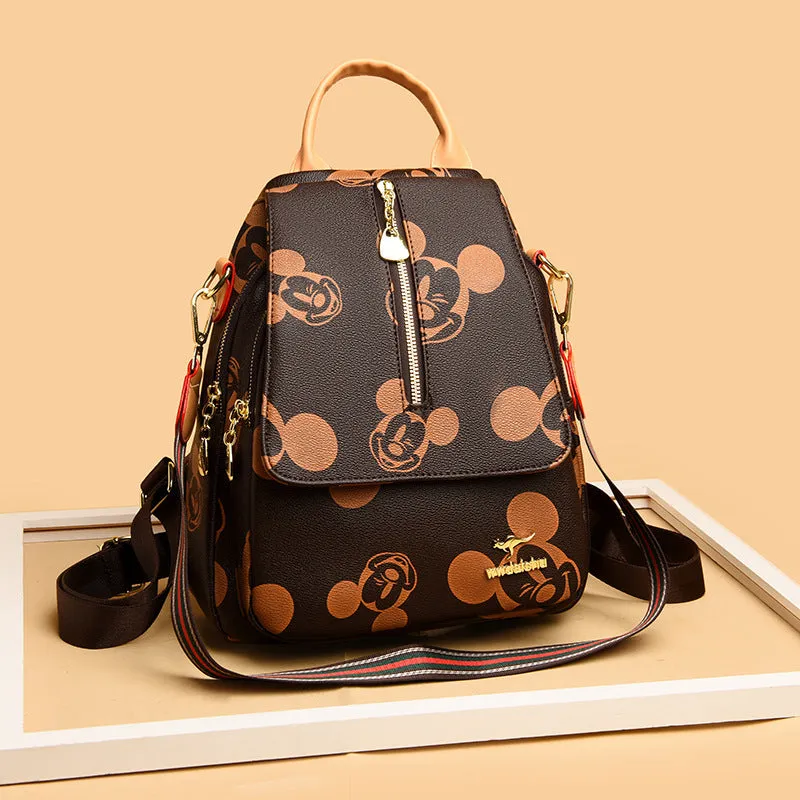 Women's Korean Soft Leather Fashion Slanted Backpacks