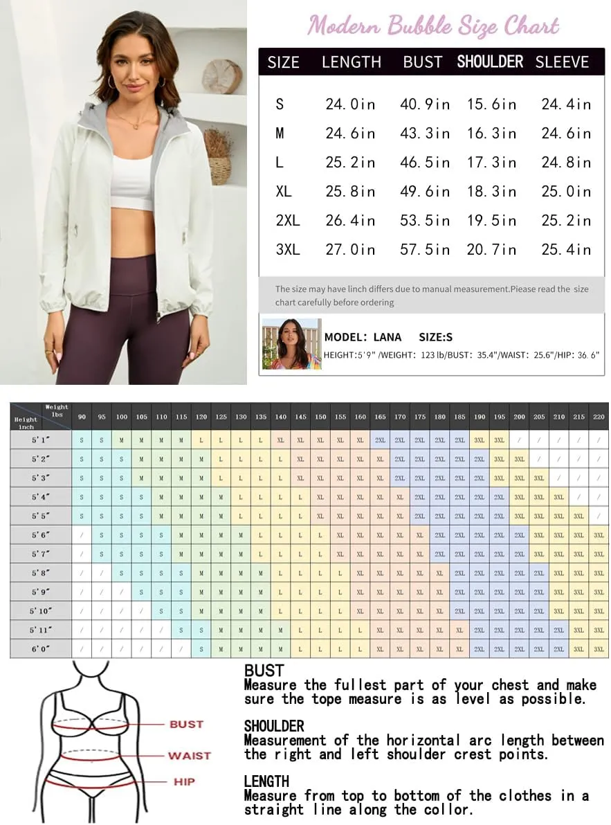 Womens Reversible Rain Jacket Lightweight Waterproof Windbreaker Jacket Outdoor Active Portable Raincoat