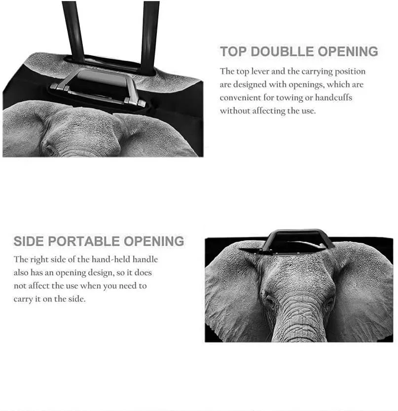 Wondertify Elephant Travel Suitcase Protector African Wild Jungle Old Brown Animal Washable Elastic Luggage Cover With Concealed Zipper Fits 18-21 Inch Black