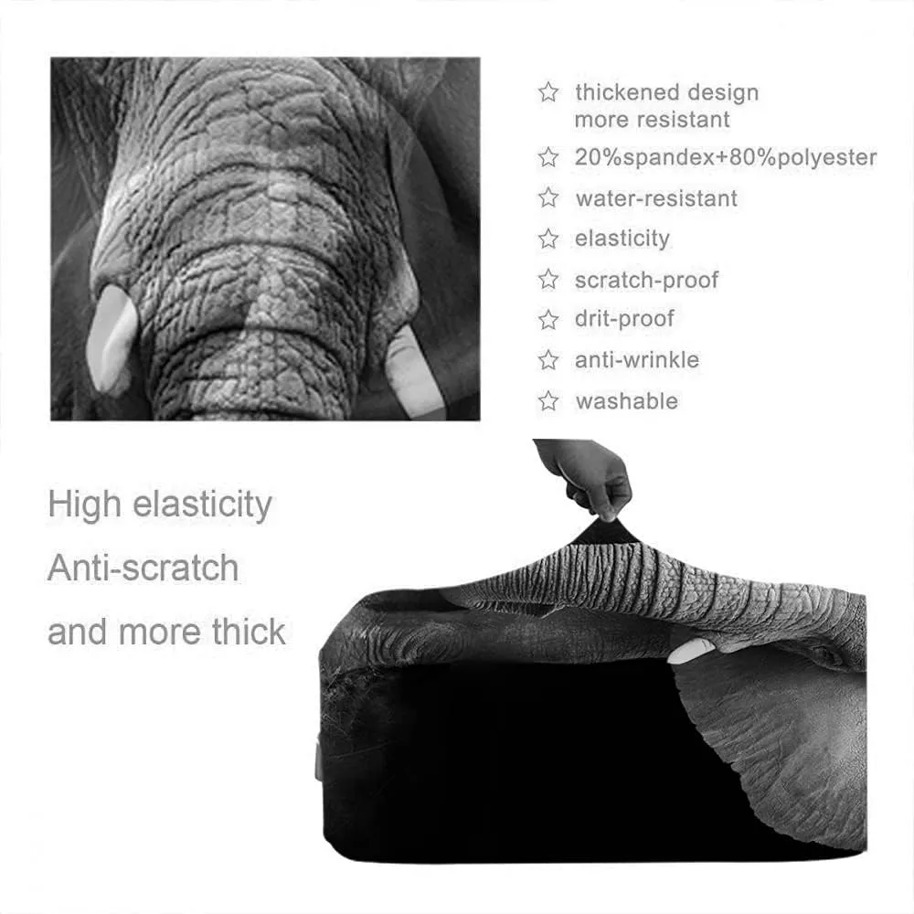 Wondertify Elephant Travel Suitcase Protector African Wild Jungle Old Brown Animal Washable Elastic Luggage Cover With Concealed Zipper Fits 18-21 Inch Black