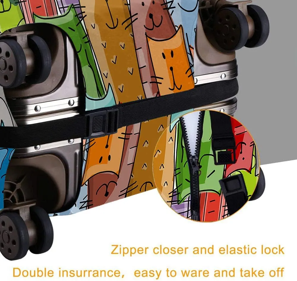 Wondertify Funny Cats Family Suitcase Cover Cute Animal Crowd Fun Grace Joy Lazy Love Travel Elastic Protective Washable Suitcase Protector Fits 25 To 28 Inch