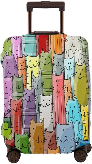 Wondertify Funny Cats Family Suitcase Cover Cute Animal Crowd Fun Grace Joy Lazy Love Travel Elastic Protective Washable Suitcase Protector Fits 25 To 28 Inch