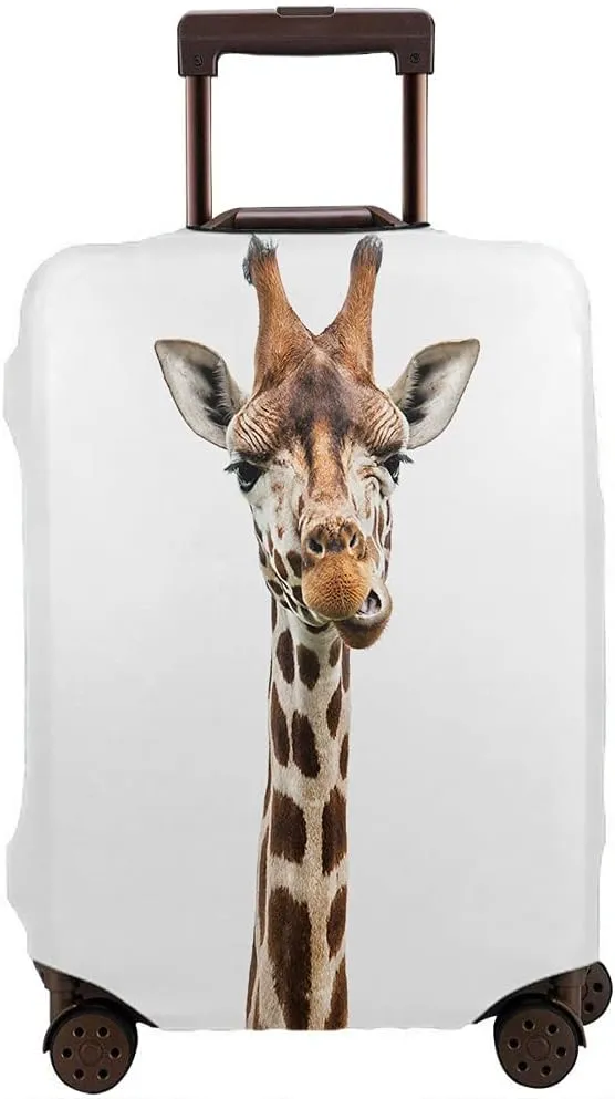 Wondertify Funny Giraffe'S Face Travel Suitcase Protector Long Camouflage Neck Portrait Washable Elastic Luggage Cover With Concealed Zipper Fits 18-21 Inch