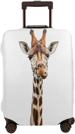 Wondertify Funny Giraffe'S Face Travel Suitcase Protector Long Camouflage Neck Portrait Washable Elastic Luggage Cover With Concealed Zipper Fits 18-21 Inch