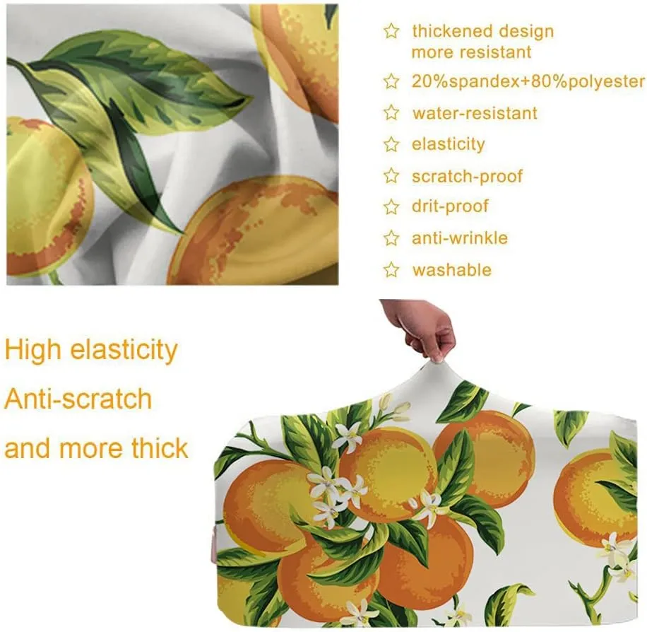 Wondertify Orange Fruits Suitcase Cover Flowers Leaves Travel Elastic Protective Washable Suitcase Protector Fits 25 To 28 Inch Yellow