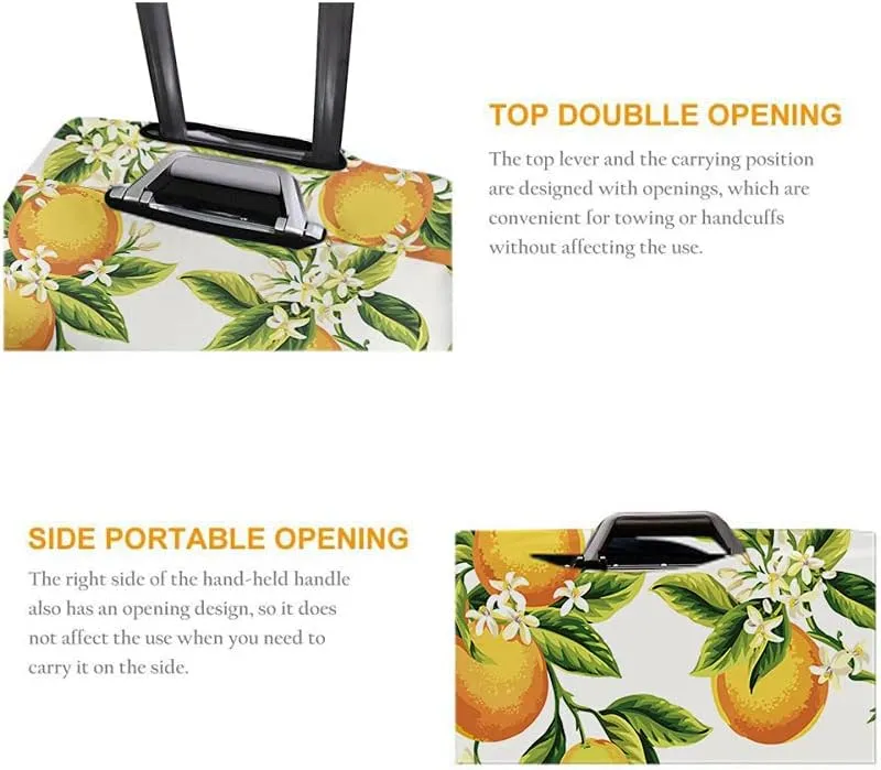 Wondertify Orange Fruits Suitcase Cover Flowers Leaves Travel Elastic Protective Washable Suitcase Protector Fits 25 To 28 Inch Yellow