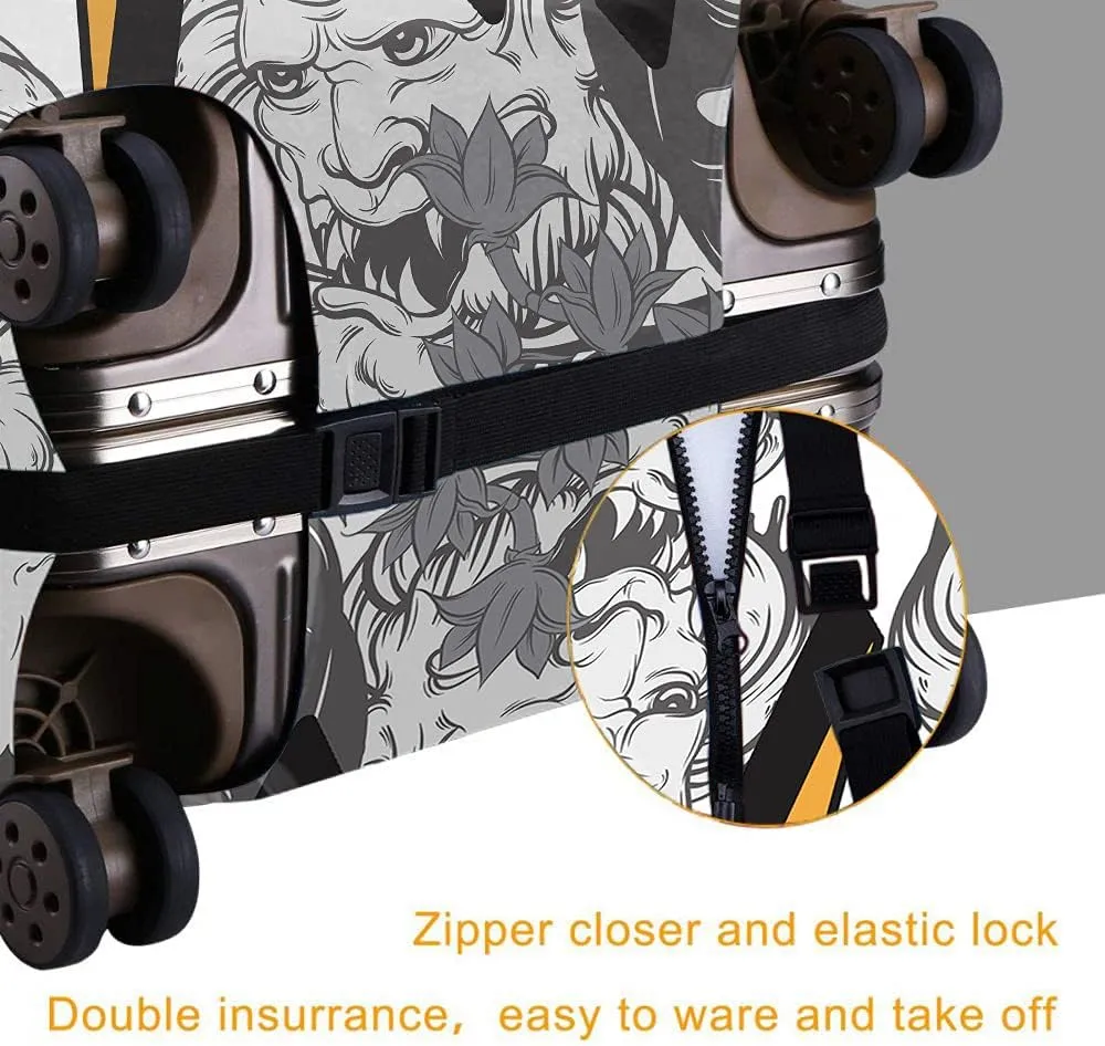 Wondertify Tokyo Geisha Daemon Travel Suitcase Protector Fun Gang Inspiration Lettering Motivational Washable Elastic Luggage Cover With Concealed Zipper Fits 18-21 Inch