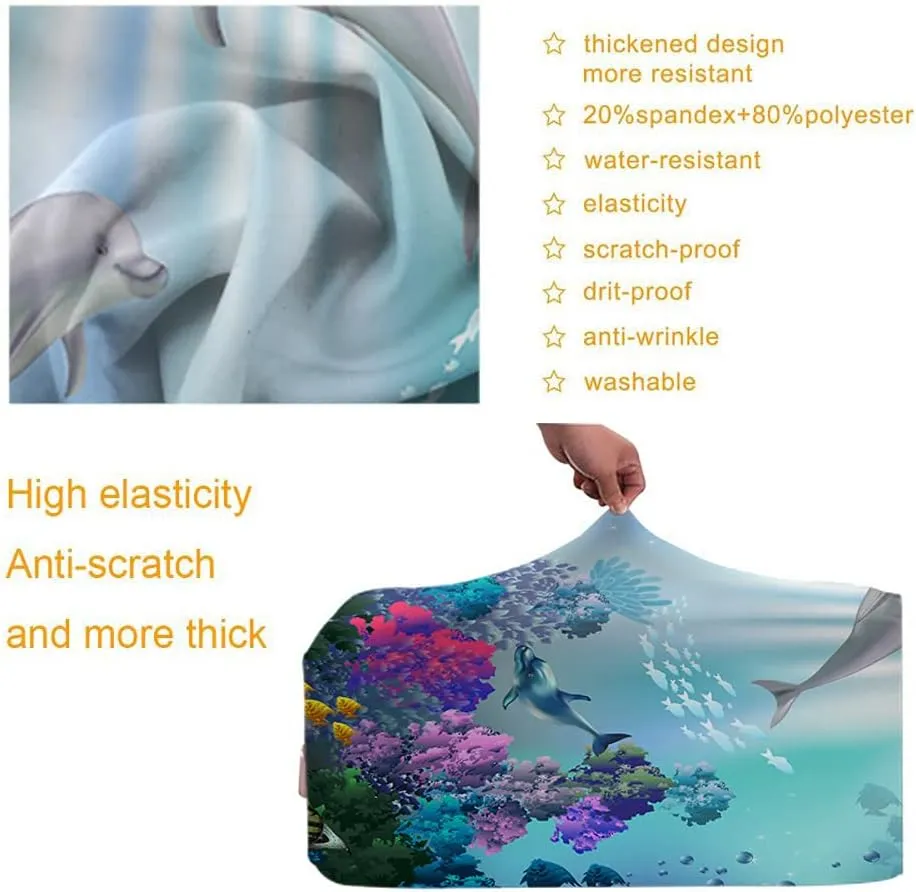 Wondertify Underwater World Travel Suitcase Protector Dolphins Plants Blue Ocean Bottom Aquatic Algae Fish Washable Elastic Luggage Cover With Concealed Zipper Fits 18-21 Inch