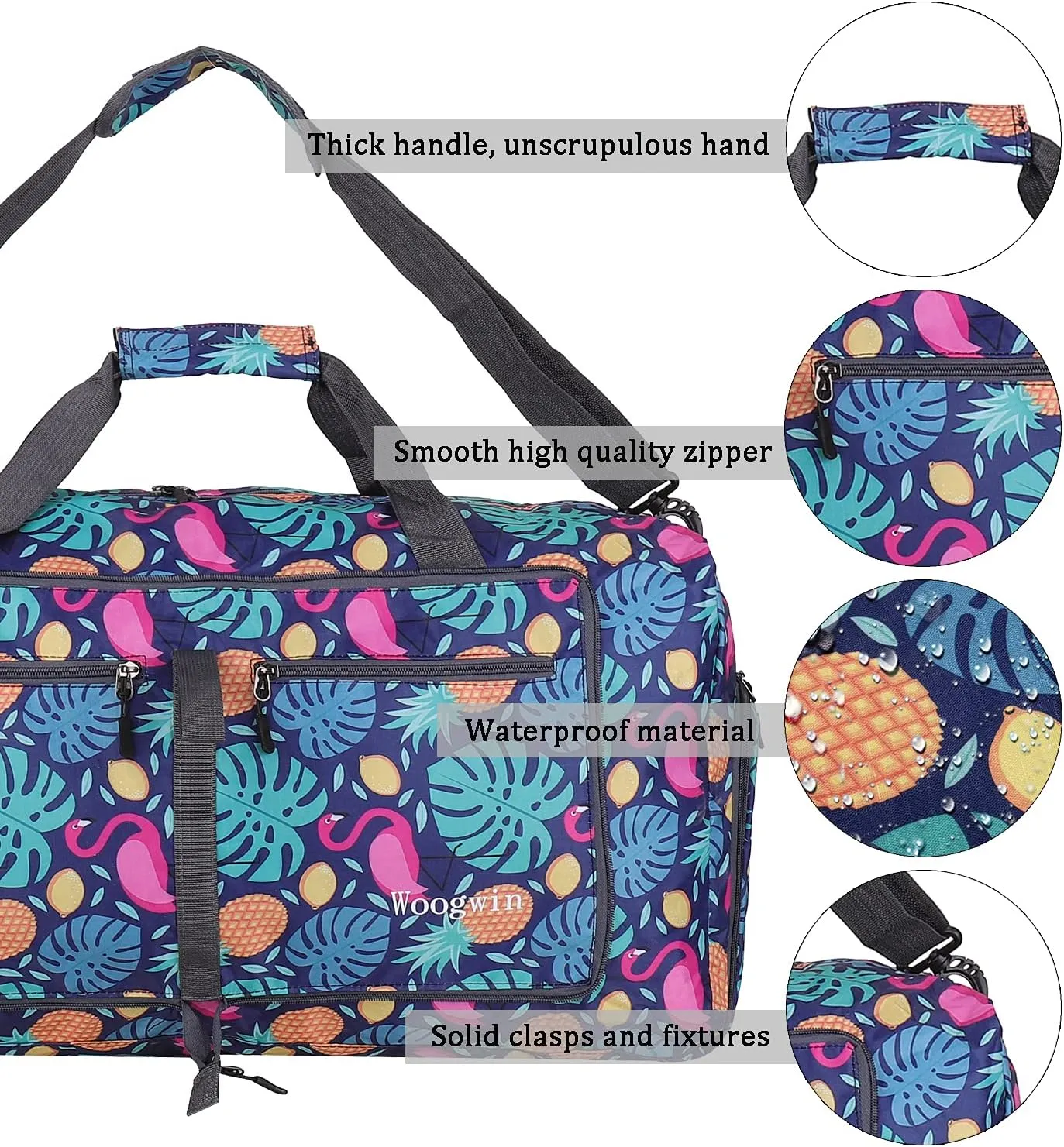 Woogwin Travel Duffel Bag Large Foldable Waterproof Overnight Bag for Beach Swim Bags Pool Sports Gym