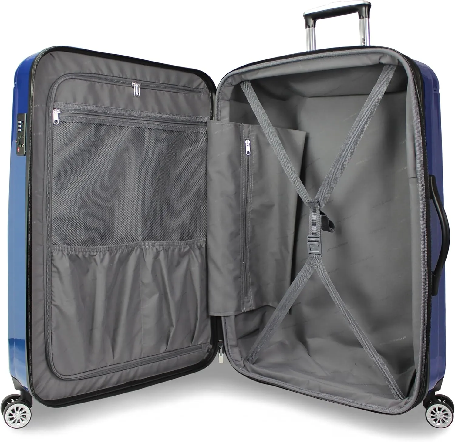 World Traveler Contour Lightweight Polycarbonate Hardside Expandable Spinner Luggage with TSA Lock, Blue, 28-inch