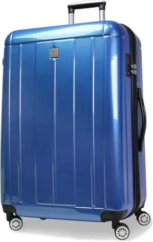 World Traveler Contour Lightweight Polycarbonate Hardside Expandable Spinner Luggage with TSA Lock, Blue, 28-inch