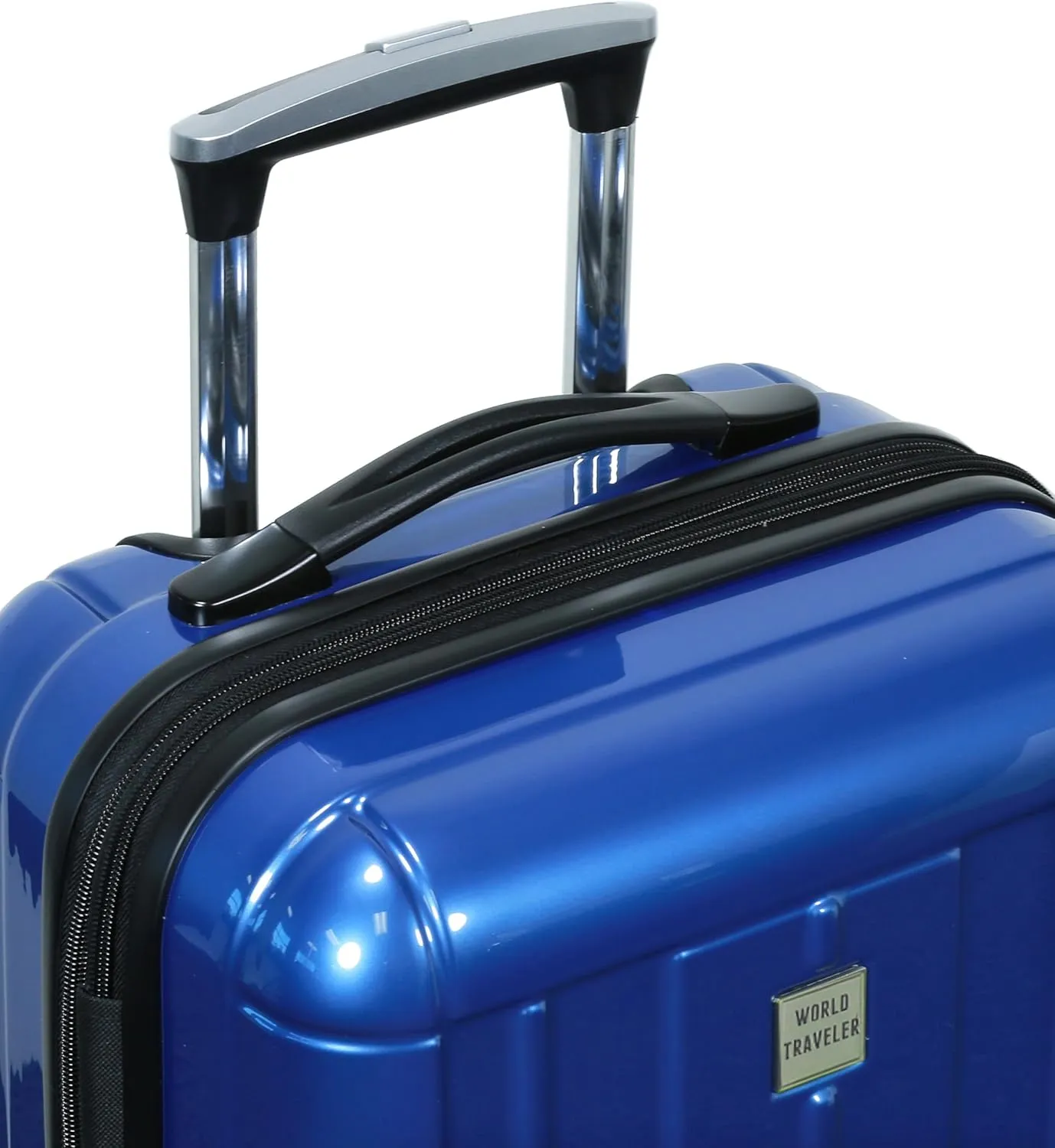 World Traveler Contour Lightweight Polycarbonate Hardside Expandable Spinner Luggage with TSA Lock, Blue, 28-inch