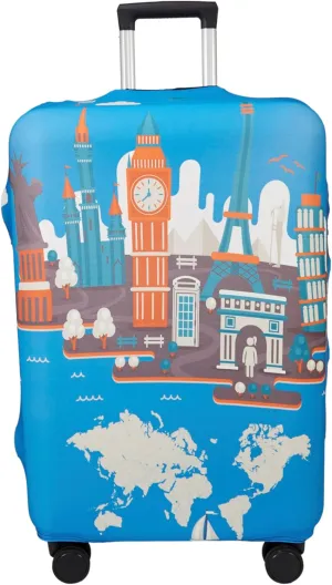 WUJIAONIAO Travel Luggage Cover Baggage Suitcase Protector Fit for 18-32 Inch Luggage (L (for 25-28 inch luggage), Eiffel Tower)