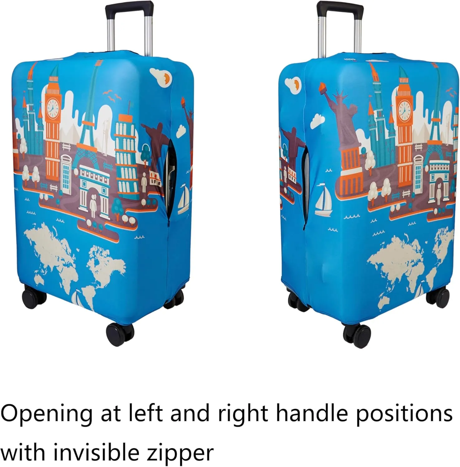WUJIAONIAO Travel Luggage Cover Baggage Suitcase Protector Fit for 18-32 Inch Luggage (L (for 25-28 inch luggage), Eiffel Tower)