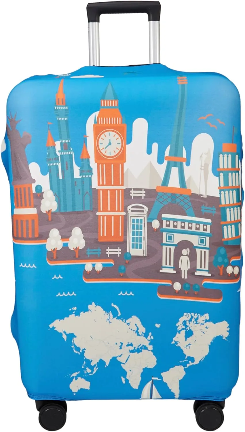 WUJIAONIAO Travel Luggage Cover Baggage Suitcase Protector Fit for 18-32 Inch Luggage (L (for 25-28 inch luggage), Eiffel Tower)