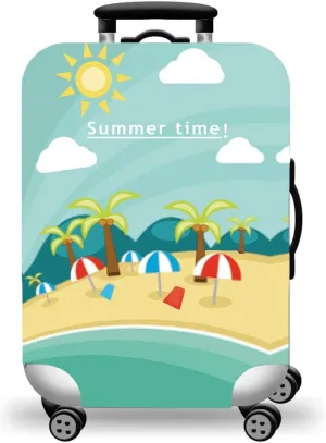 WUJIAONIAO Travel Luggage Cover Baggage Suitcase Protector Fit for 18-32 Inch Luggage (M (for 22-24 inch luggage), Beach)