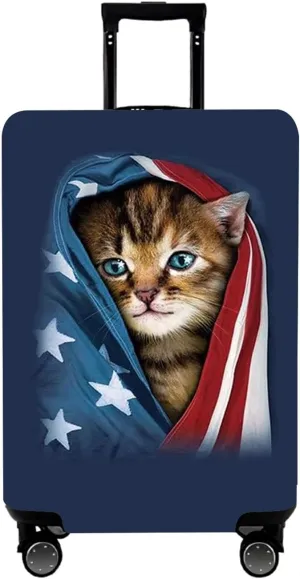 WUJIAONIAO Travel Luggage Cover Spandex Suitcase Protector Washable Baggage Covers (M (for 22-24 inch luggage), Cat A)
