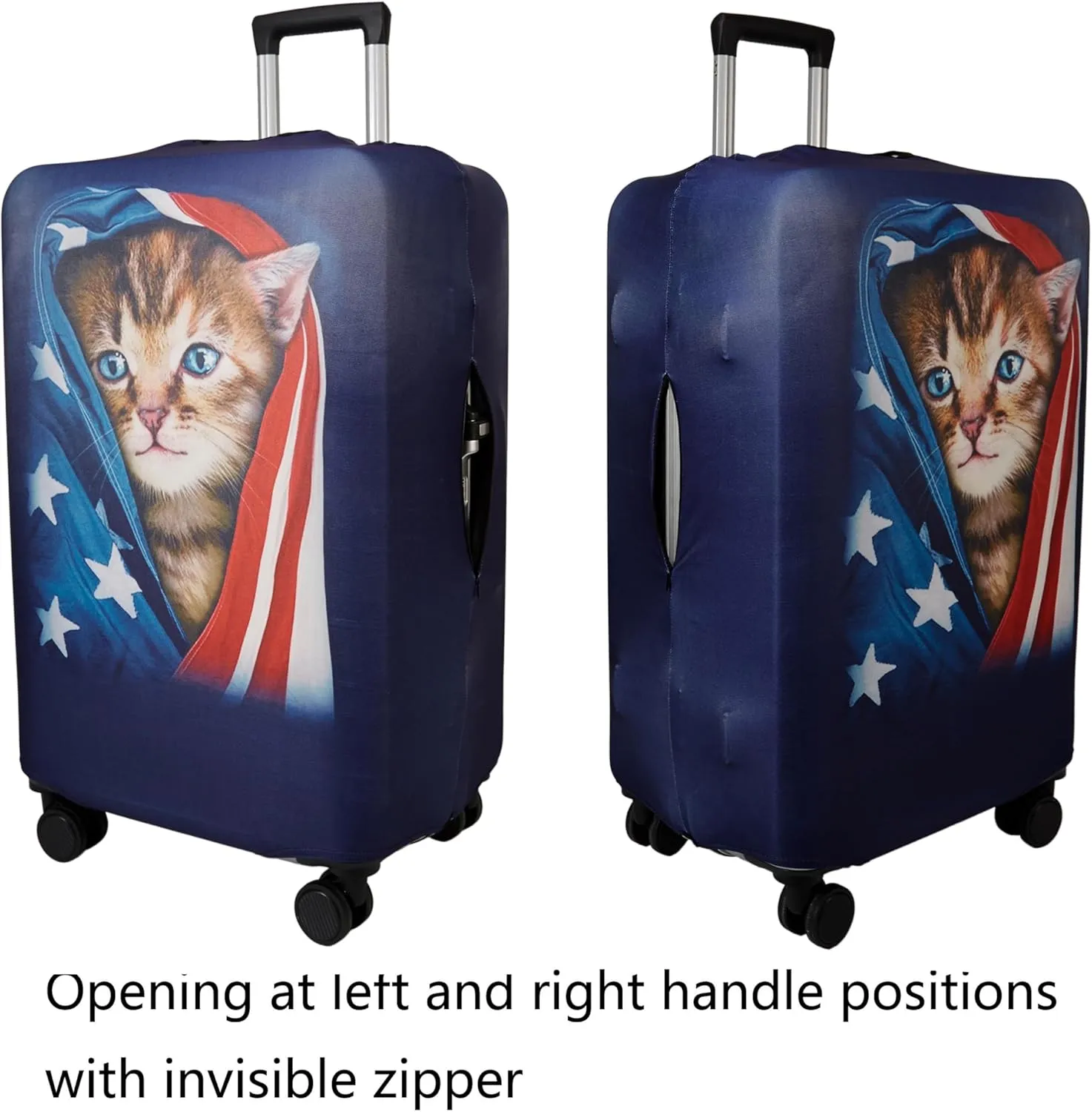 WUJIAONIAO Travel Luggage Cover Spandex Suitcase Protector Washable Baggage Covers (M (for 22-24 inch luggage), Cat A)