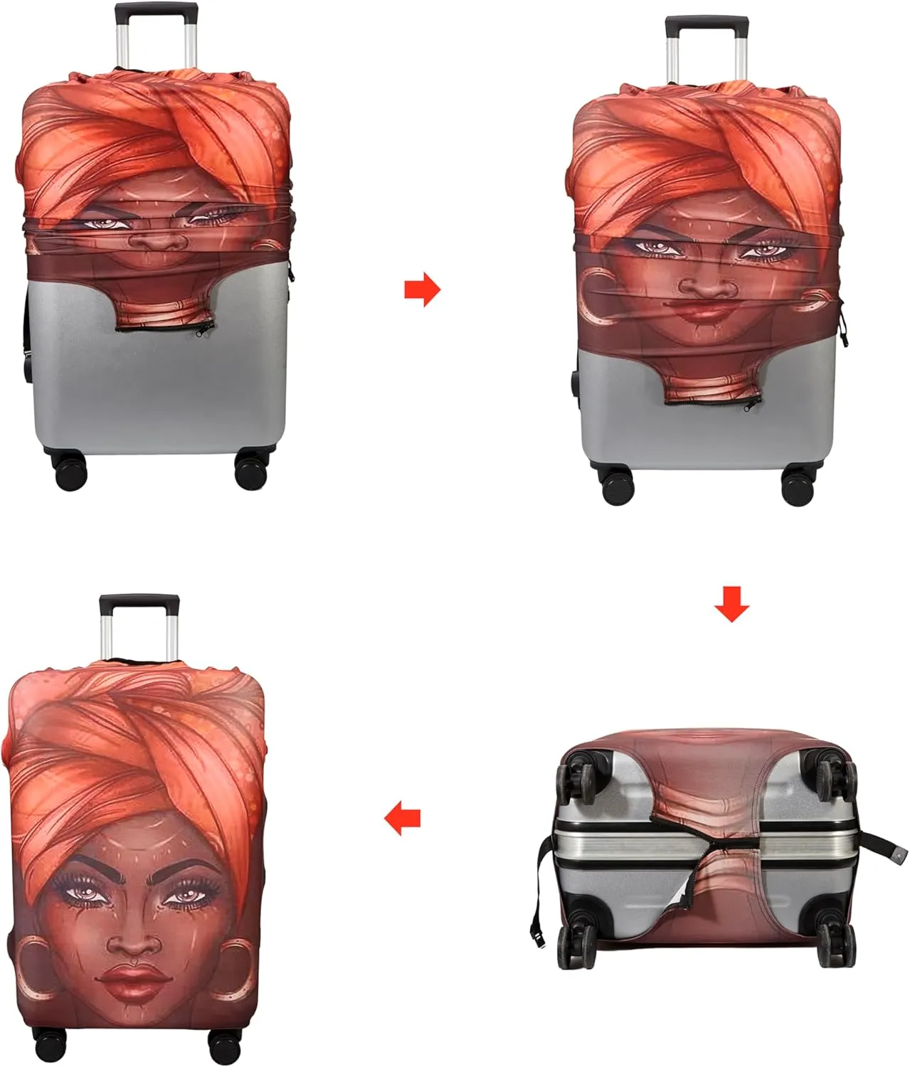 WUJIAONIAO Travel Luggage Cover Spandex Suitcase Protector Washable Baggage Covers (M (for 22-24 inch luggage), don't touch)