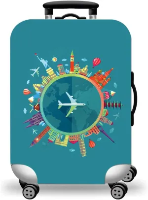 WUJIAONIAO Travel Luggage Cover Spandex Suitcase Protector Washable Baggage Covers (M (for 22-24 inch luggage), Go Travel)