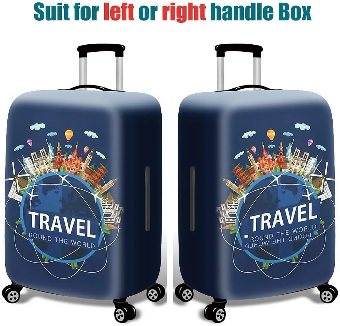 WUJIAONIAO Travel Luggage Cover Spandex Suitcase Protector Washable Baggage Covers (M (for 22-24 inch luggage), TRAVEL)