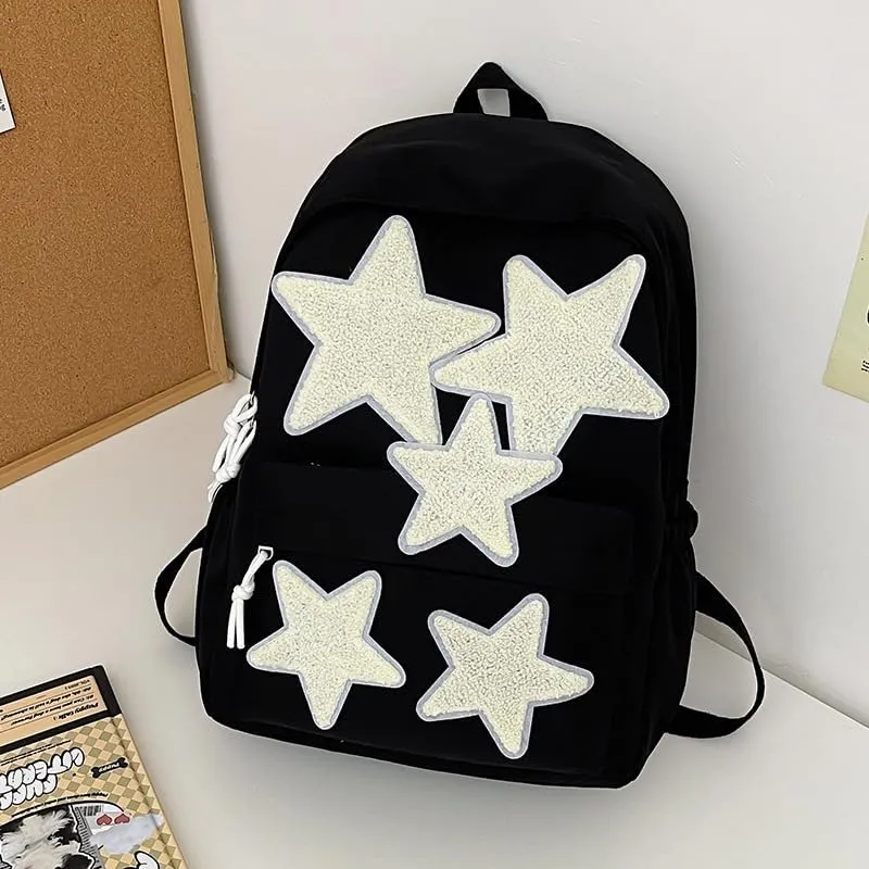 Y2K Backpack Chic Daypack, Kawaii Fashion Grunge Trendy Daypack Harajuku Hiking Travel Backpack Aesthetic Bookbag Bags (Black Star)