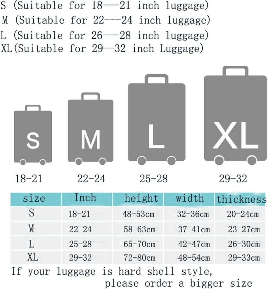 YEKEYI Travel Suitcase Protector Zipper Suitcase Cover Washable Print Luggage Cover 18-32 Inch