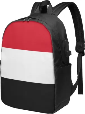 Yemen Yemeni Yemenian Flag Laptop Backpacks Travel Backpack Casual Business Daypack Sport Rucksack Computer Bag Fits up to 17 Inch Notebook with USB Port