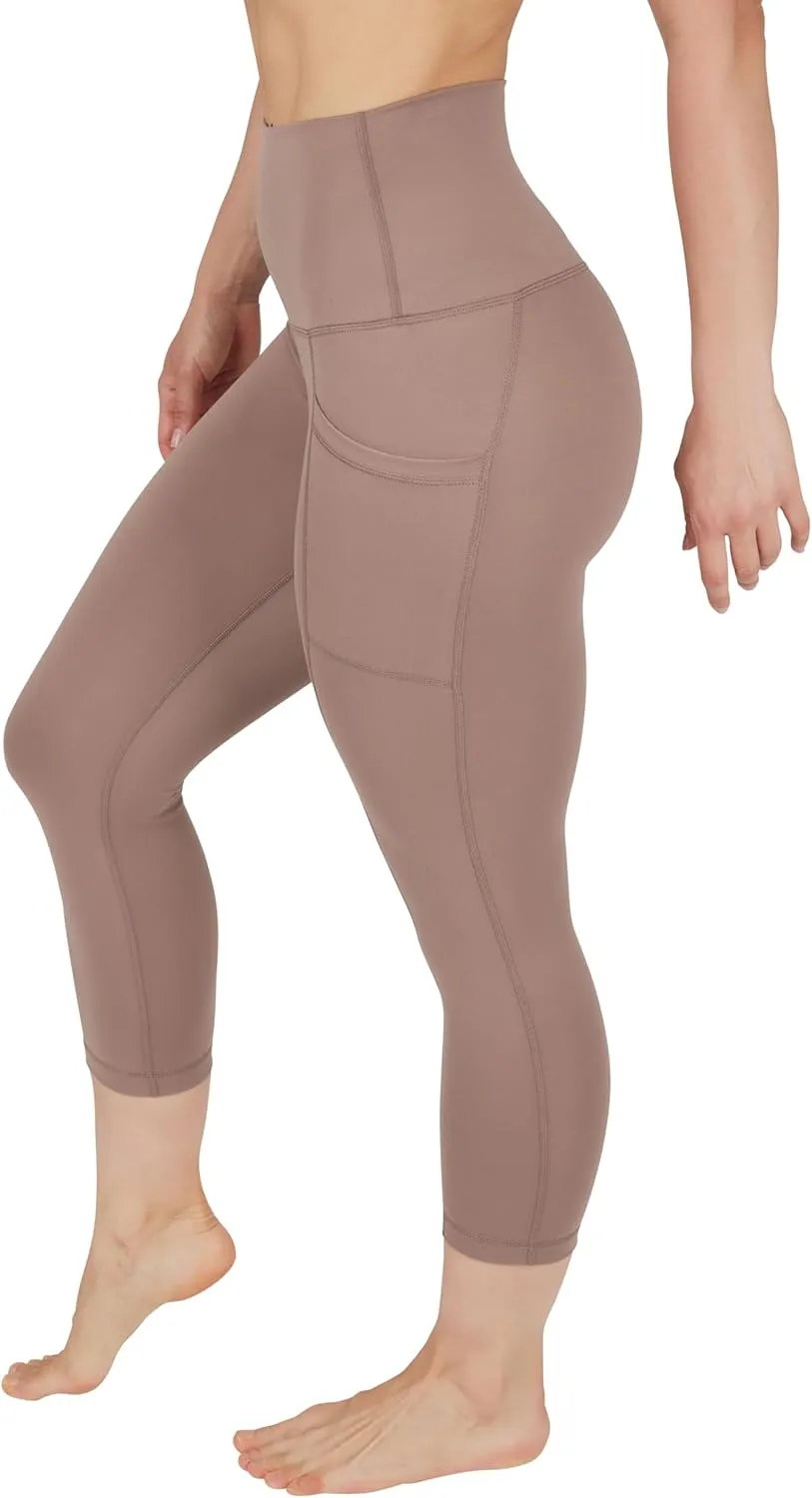 Yogalicious High Waist Squat Proof Yoga Capri Leggings with Side Pockets for Women