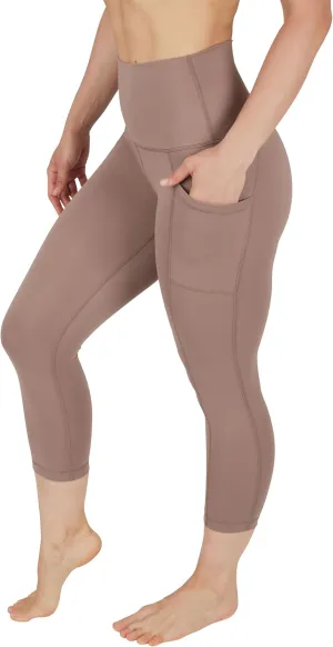 Yogalicious High Waist Squat Proof Yoga Capri Leggings with Side Pockets for Women