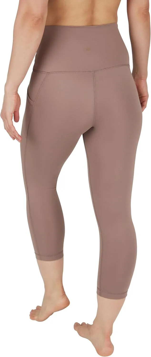 Yogalicious High Waist Squat Proof Yoga Capri Leggings with Side Pockets for Women