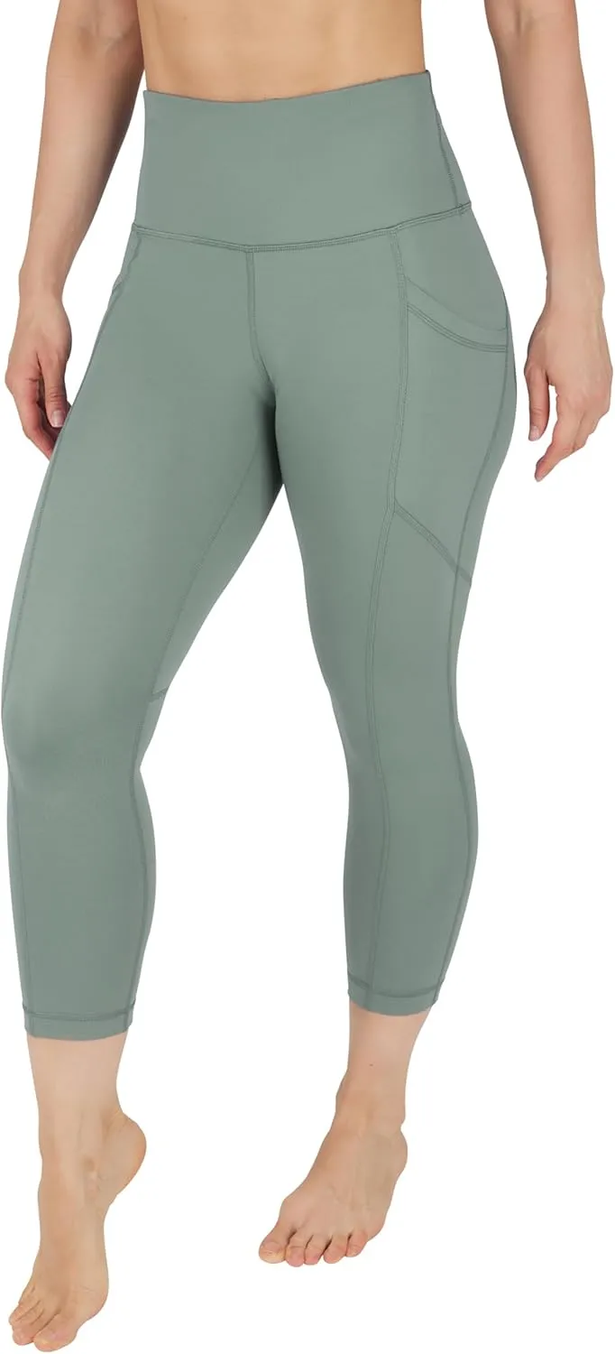 Yogalicious High Waist Squat Proof Yoga Capri Leggings with Side Pockets for Women