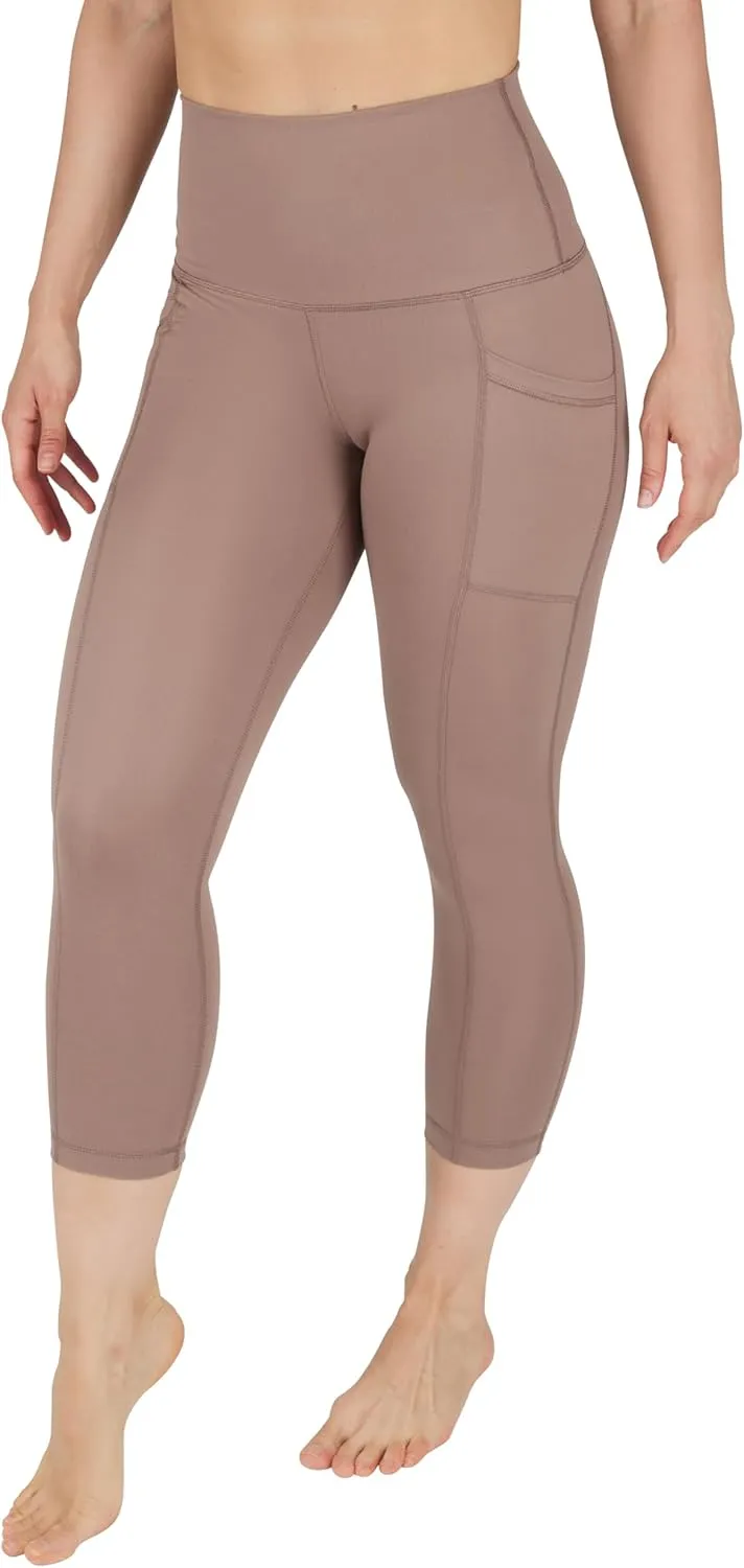 Yogalicious High Waist Squat Proof Yoga Capri Leggings with Side Pockets for Women