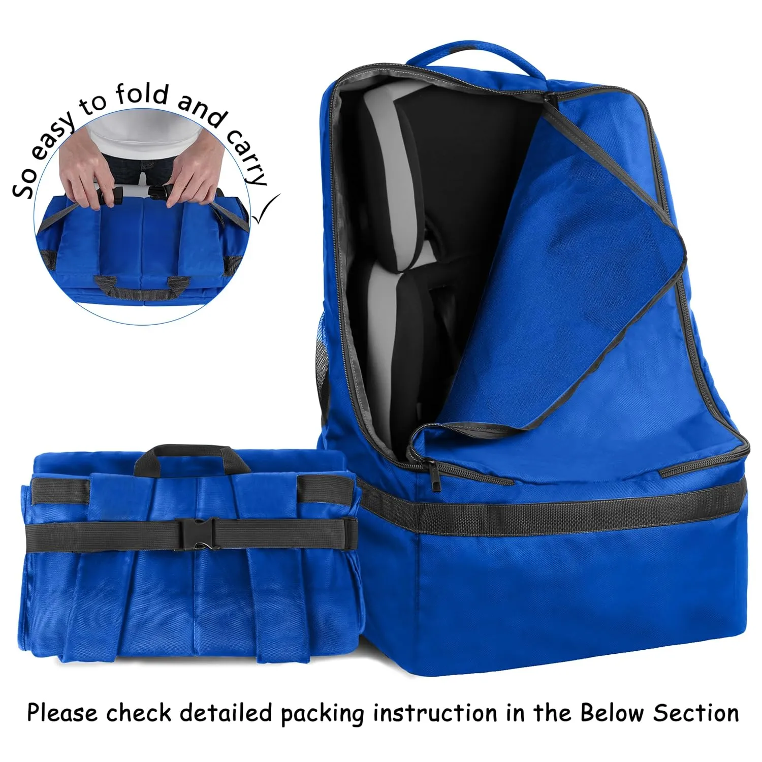 YOREPEK Car Seat Travel Bag, Padded Car Seats Backpack for Air Travel, Heavy Duty Carseat Travel Bag for Airplane, Airport Gate Check Bag (Blue)